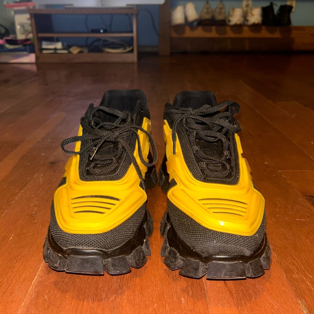 Prada Kids Black and Yellow Sneakers